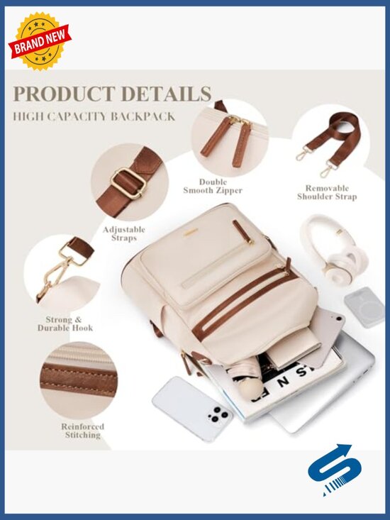 Anti Theft PU Leather Backpack Purse for Women Travel Laptop Bag